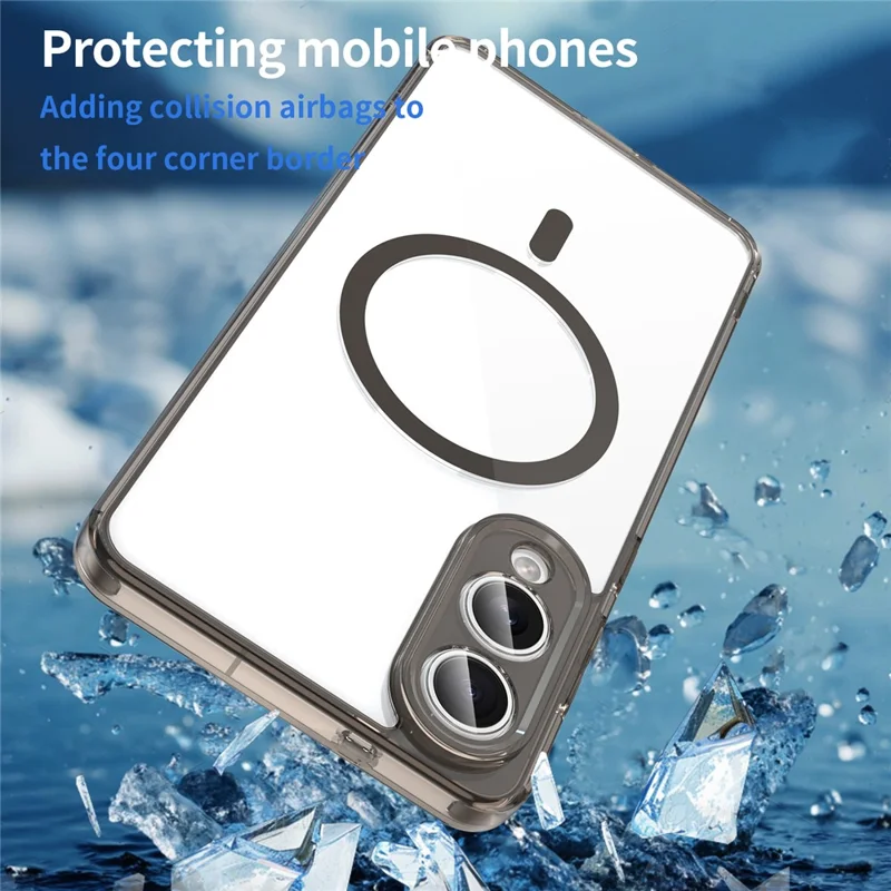 For Samsung Galaxy S25 Edge Case Compatible with MagSafe Clear PC + TPU Shockproof Phone Back Cover - Transparent Black