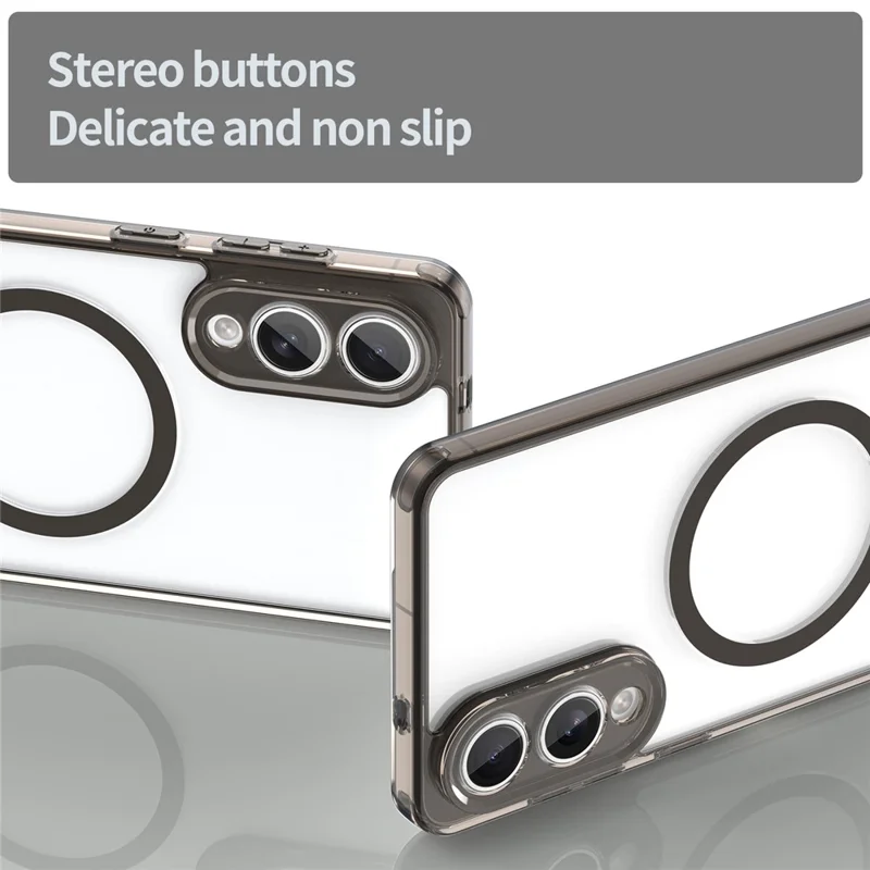 For Samsung Galaxy S25 Edge Case Compatible with MagSafe Clear PC + TPU Shockproof Phone Back Cover - Transparent Black