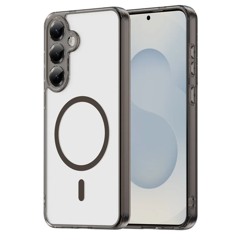För Samsung Galaxy S25+ Skal Kompatibelt med MagSafe Transparent PC + TPU Chockabsorberande Telefonbakdel - Transparent Svart