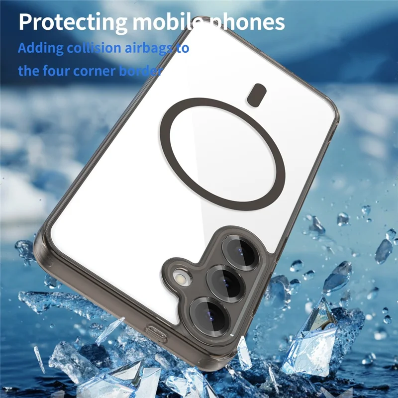 För Samsung Galaxy S25+ Skal Kompatibelt med MagSafe Transparent PC + TPU Chockabsorberande Telefonbakdel - Transparent Svart