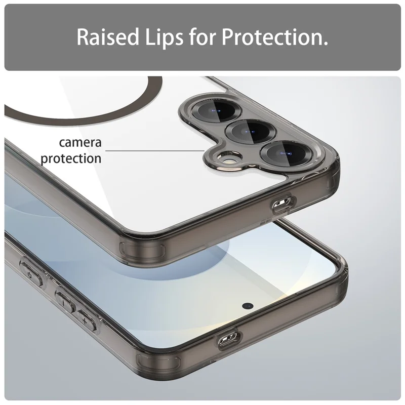 För Samsung Galaxy S25+ Skal Kompatibelt med MagSafe Transparent PC + TPU Chockabsorberande Telefonbakdel - Transparent Svart