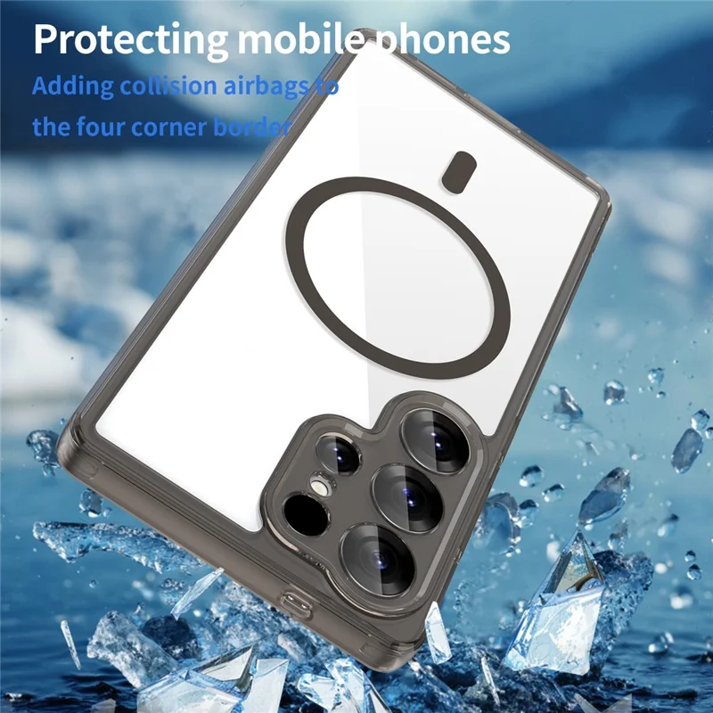Til Samsung Galaxy S25 Ultra Case Kompatibel med MagSafe Klart PC + TPU Støjsikker Telefon Bagdæksel - Transparent Sort