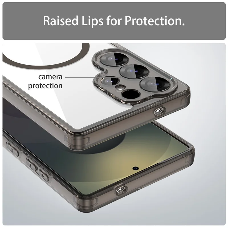 Til Samsung Galaxy S25 Ultra Case Kompatibel med MagSafe Klart PC + TPU Støjsikker Telefon Bagdæksel - Transparent Sort