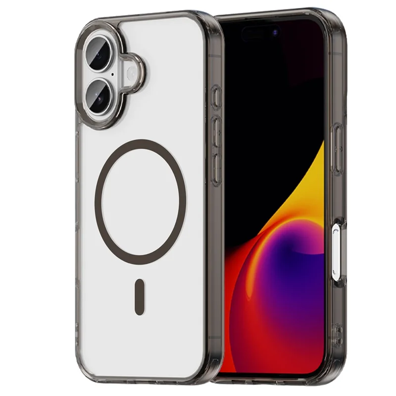 Voor iPhone 16 Hoesje Compatibel met MagSafe Transparant PC + TPU Stootvrij Telefoonachterkant - Transparant Zwart