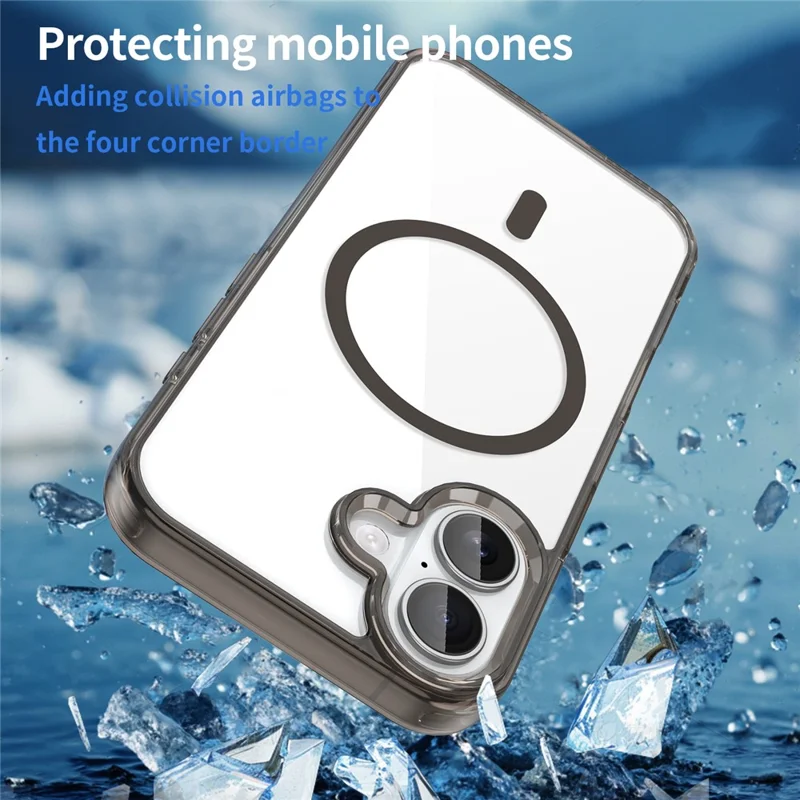 Voor iPhone 16 Hoesje Compatibel met MagSafe Transparant PC + TPU Stootvrij Telefoonachterkant - Transparant Zwart