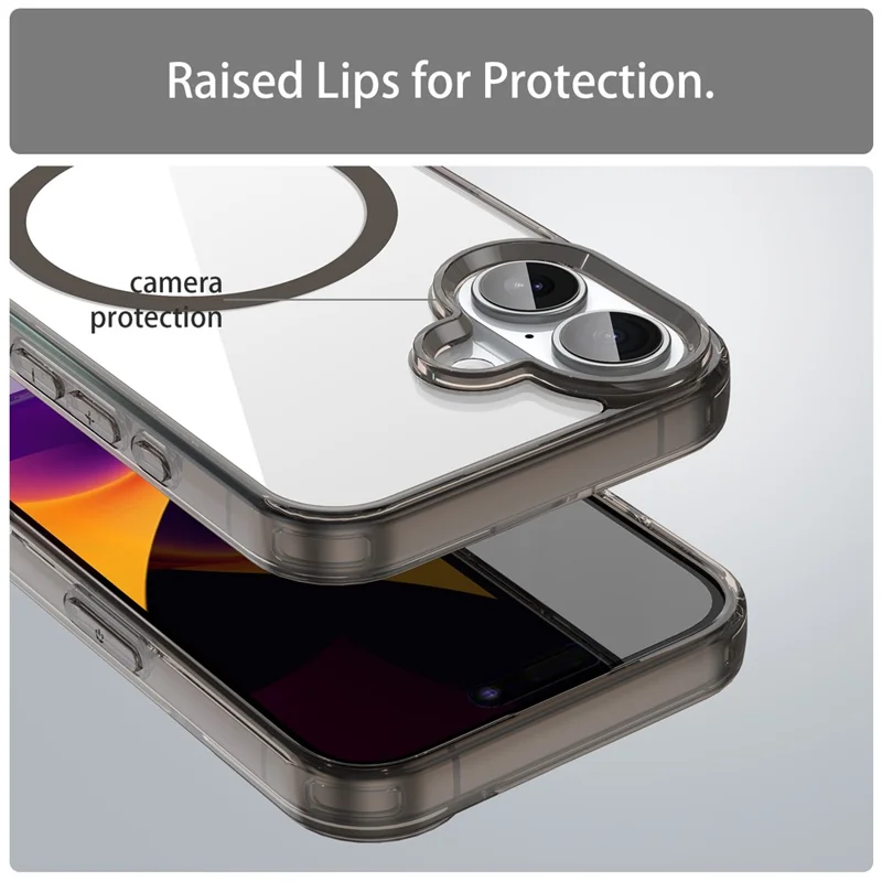 Voor iPhone 16 Hoesje Compatibel met MagSafe Transparant PC + TPU Stootvrij Telefoonachterkant - Transparant Zwart