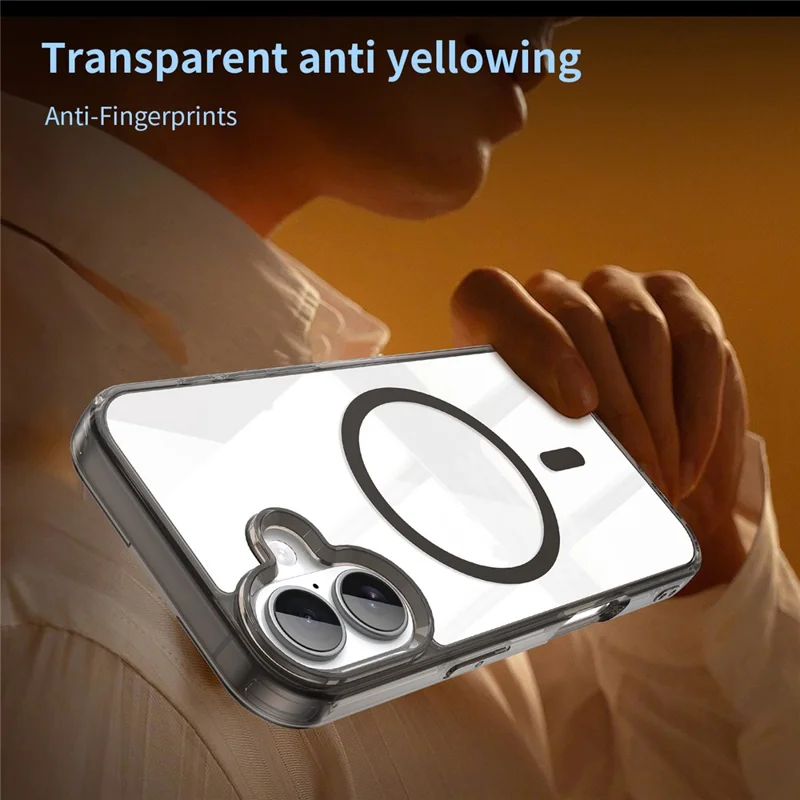 For iPhone 17 Case Compatible with MagSafe Clear PC + TPU Shockproof Phone Back Cover - Transparent Black