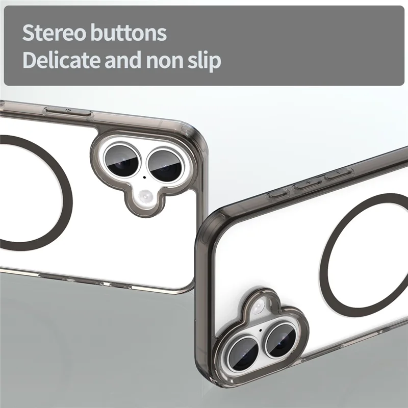 For iPhone 17 Case Compatible with MagSafe Clear PC + TPU Shockproof Phone Back Cover - Transparent Black