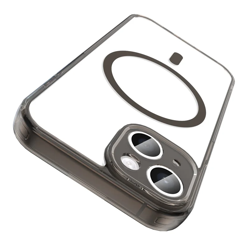 For iPhone 15 Case Compatible with MagSafe Clear PC + TPU Shockproof Phone Back Cover - Transparent Black