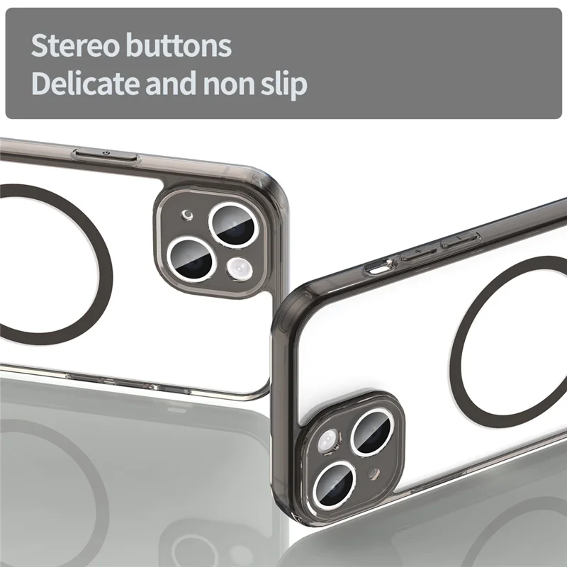 For iPhone 15 Case Compatible with MagSafe Clear PC + TPU Shockproof Phone Back Cover - Transparent Black