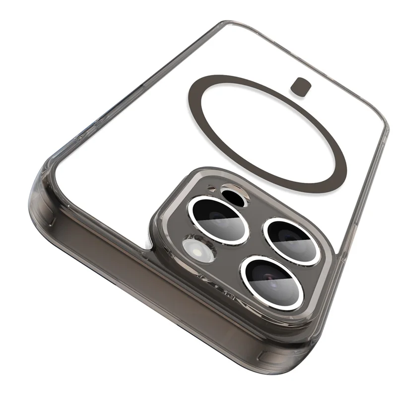 For iPhone 15 Pro Case Compatible with MagSafe Clear PC + TPU Shockproof Phone Back Cover - Transparent Black