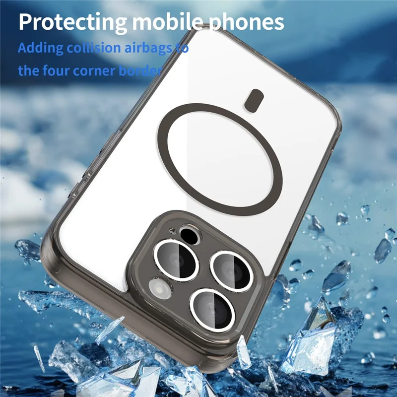 For iPhone 15 Pro Case Compatible with MagSafe Clear PC + TPU Shockproof Phone Back Cover - Transparent Black