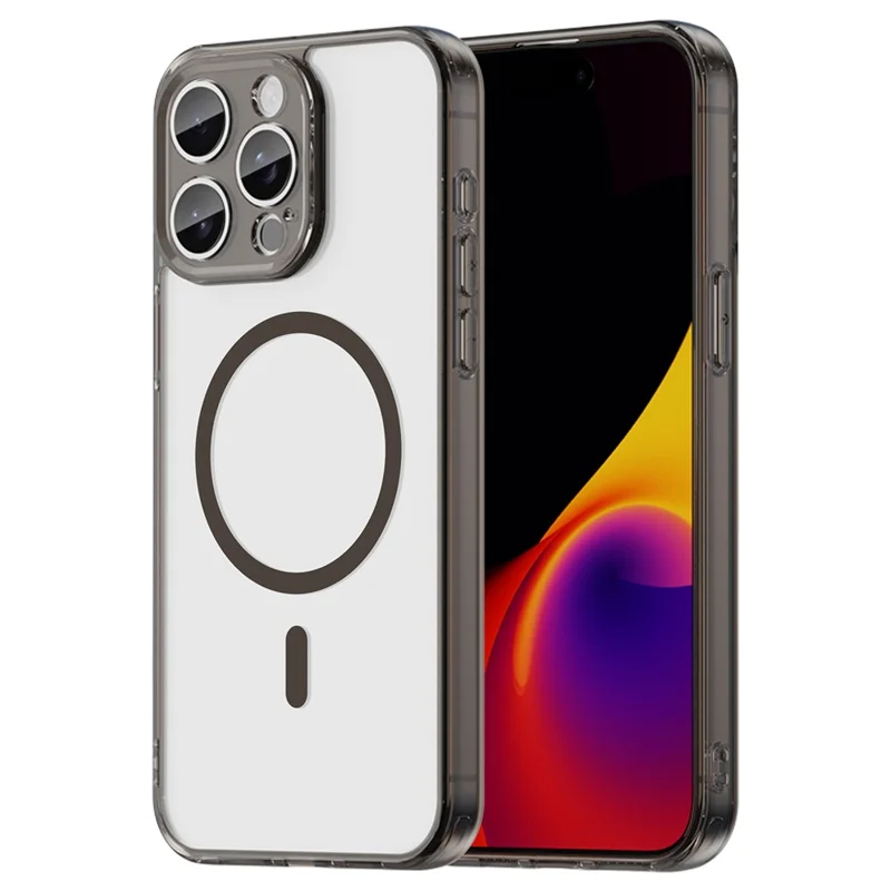 Funda para iPhone 15 Pro Max compatible con MagSafe, carcasa trasera transparente de PC + TPU resistente a impactos - Negro transparente