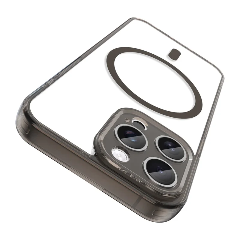 Funda para iPhone 15 Pro Max compatible con MagSafe, carcasa trasera transparente de PC + TPU resistente a impactos - Negro transparente