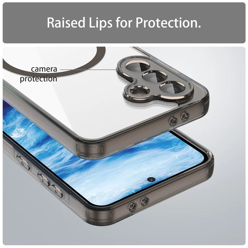 For Samsung Galaxy A36 5G Case Compatible with MagSafe Clear PC + TPU Shockproof Phone Back Cover - Transparent Black