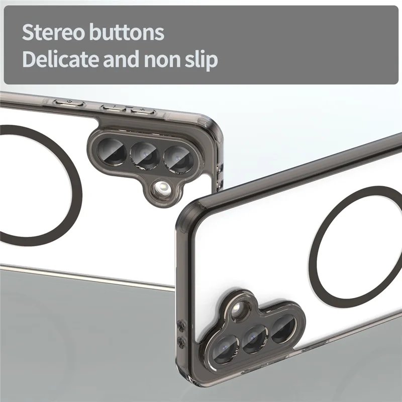 For Samsung Galaxy A36 5G Case Compatible with MagSafe Clear PC + TPU Shockproof Phone Back Cover - Transparent Black