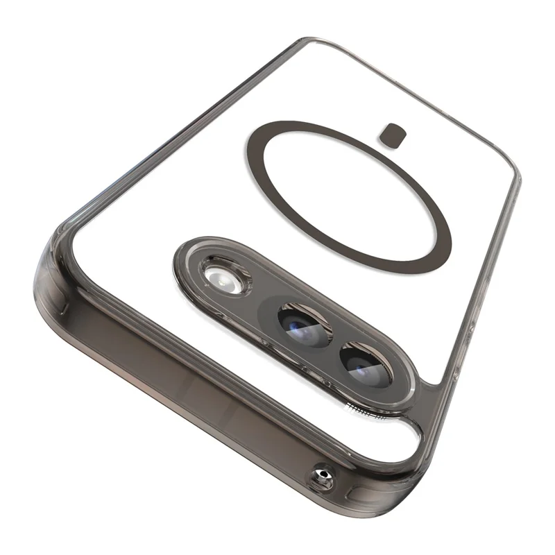 For Google Pixel 9a Case Compatible with MagSafe Clear PC + TPU Shockproof Phone Back Cover - Transparent Black