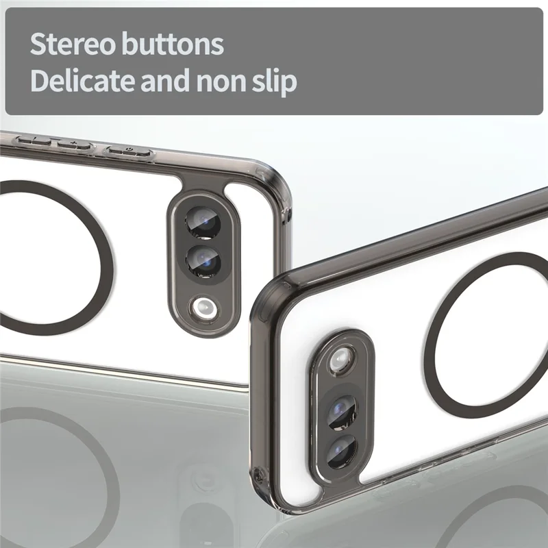 For Google Pixel 9a Case Compatible with MagSafe Clear PC + TPU Shockproof Phone Back Cover - Transparent Black