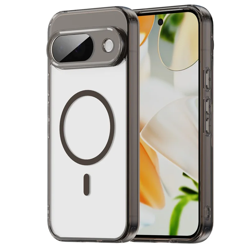 For Google Pixel 9 Case Compatible with MagSafe Clear PC + TPU Shockproof Phone Back Cover - Transparent Black