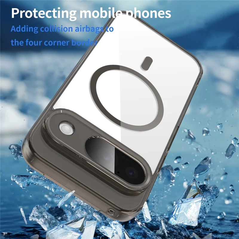 For Google Pixel 9 Case Compatible with MagSafe Clear PC + TPU Shockproof Phone Back Cover - Transparent Black