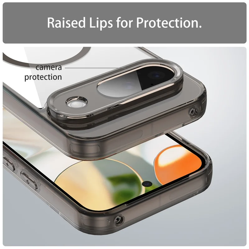 For Google Pixel 9 Case Compatible with MagSafe Clear PC + TPU Shockproof Phone Back Cover - Transparent Black