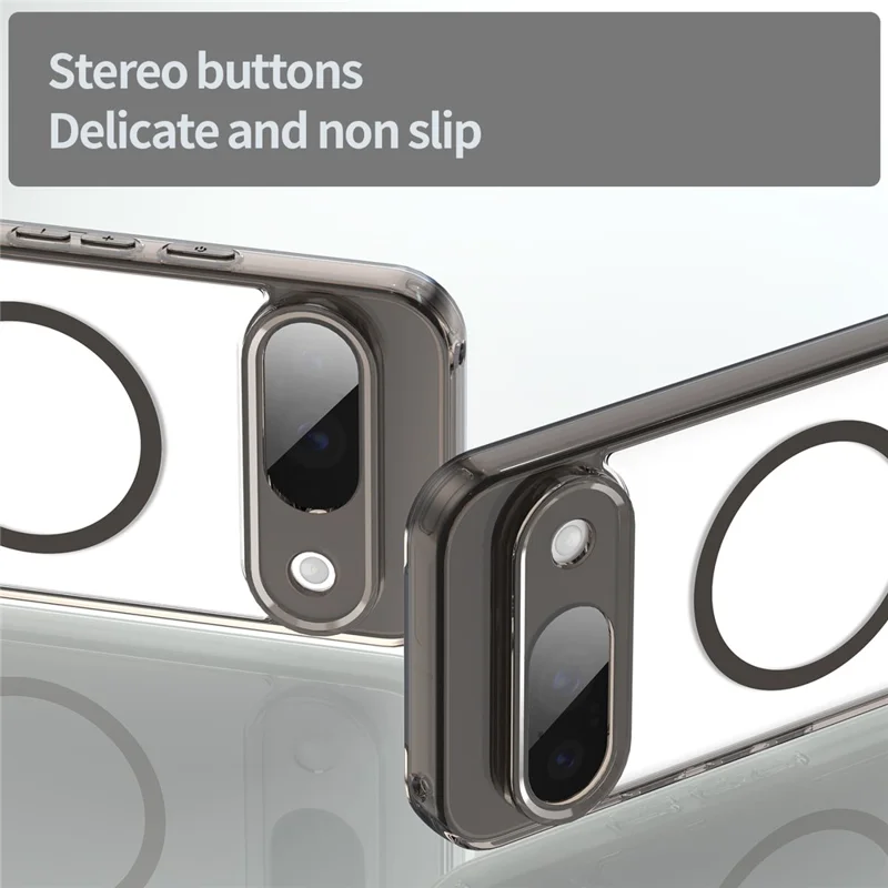 For Google Pixel 9 Case Compatible with MagSafe Clear PC + TPU Shockproof Phone Back Cover - Transparent Black