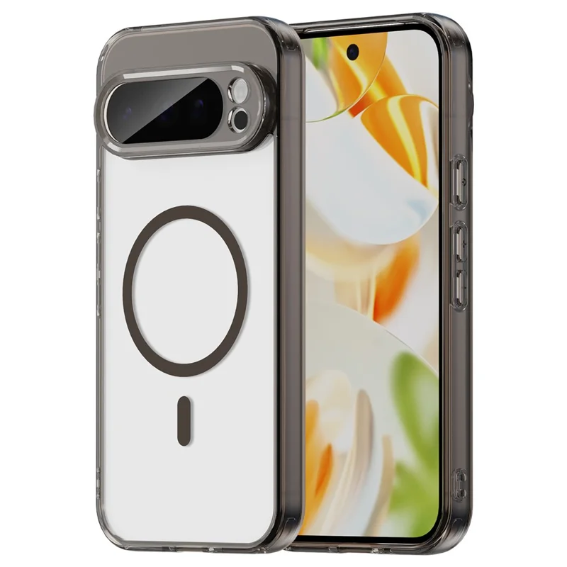 For Google Pixel 9 Pro Case Compatible with MagSafe Clear PC + TPU Shockproof Phone Back Cover - Transparent Black