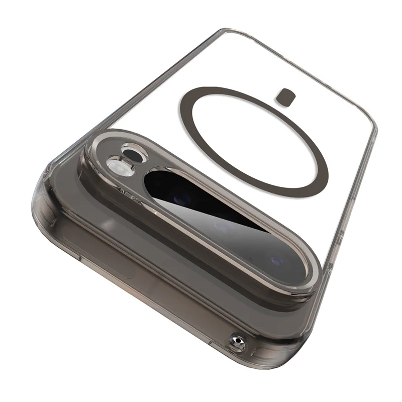 For Google Pixel 9 Pro Case Compatible with MagSafe Clear PC + TPU Shockproof Phone Back Cover - Transparent Black