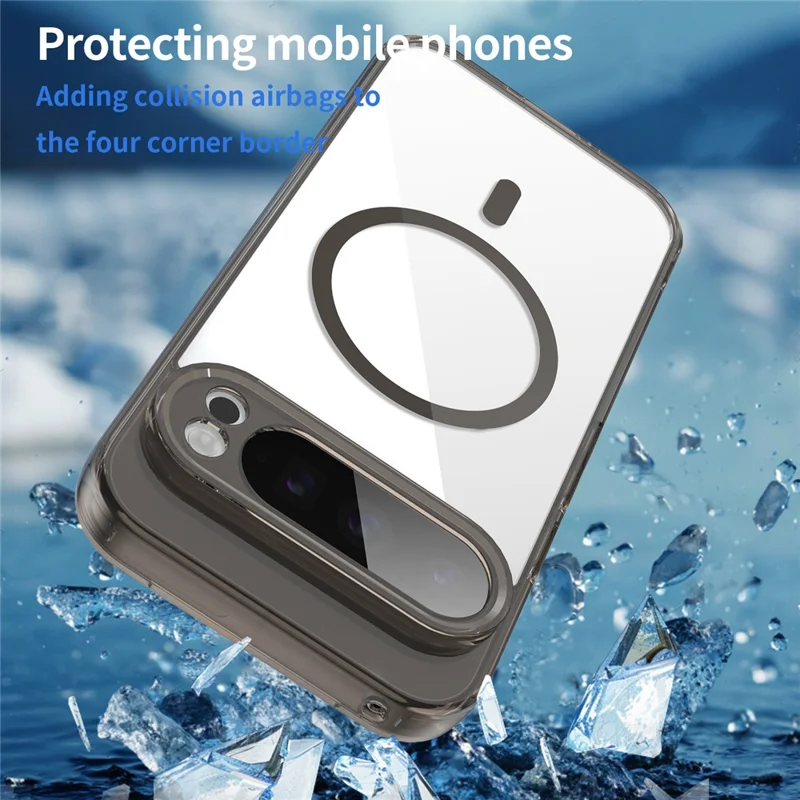 For Google Pixel 9 Pro Case Compatible with MagSafe Clear PC + TPU Shockproof Phone Back Cover - Transparent Black