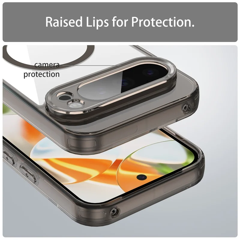 For Google Pixel 9 Pro Case Compatible with MagSafe Clear PC + TPU Shockproof Phone Back Cover - Transparent Black