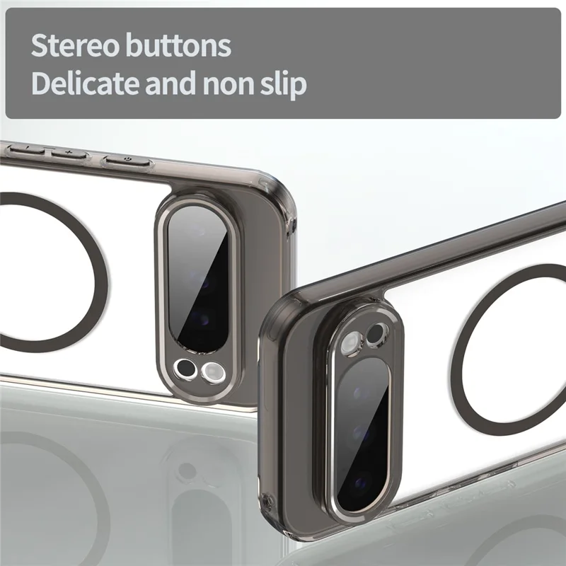 For Google Pixel 9 Pro Case Compatible with MagSafe Clear PC + TPU Shockproof Phone Back Cover - Transparent Black