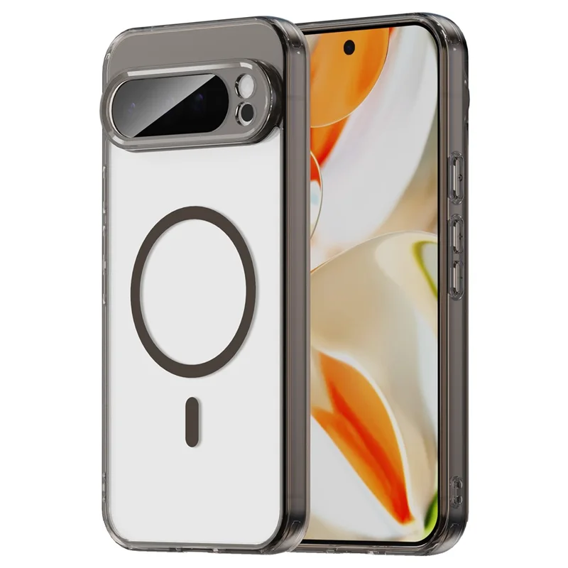 For Google Pixel 9 Pro XL Case Compatible with MagSafe Clear PC + TPU Shockproof Phone Back Cover - Transparent Black