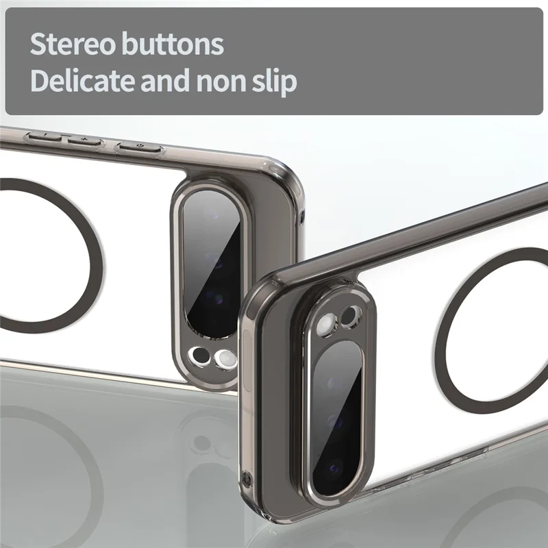 For Google Pixel 9 Pro XL Case Compatible with MagSafe Clear PC + TPU Shockproof Phone Back Cover - Transparent Black