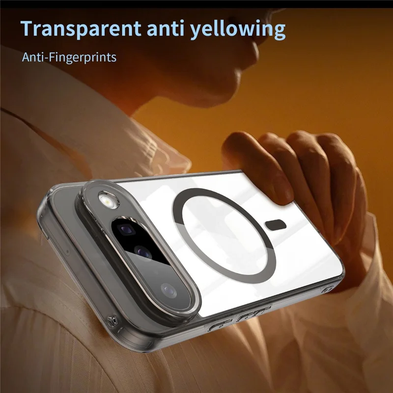 Чехол для Google Pixel 10, совместимый с MagSafe, прозрачный задний чехол из ударопрочного поликарбоната и ТПУ — прозрачный черный