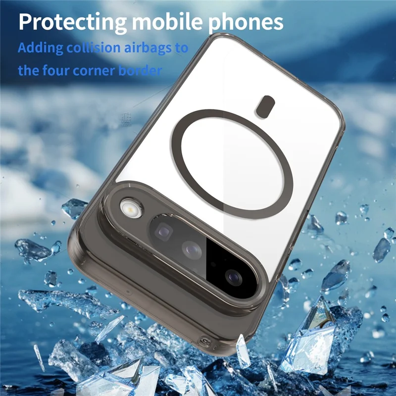 Чехол для Google Pixel 10, совместимый с MagSafe, прозрачный задний чехол из ударопрочного поликарбоната и ТПУ — прозрачный черный