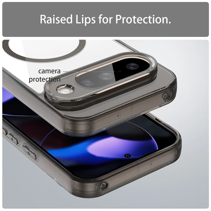 Чехол для Google Pixel 10, совместимый с MagSafe, прозрачный задний чехол из ударопрочного поликарбоната и ТПУ — прозрачный черный