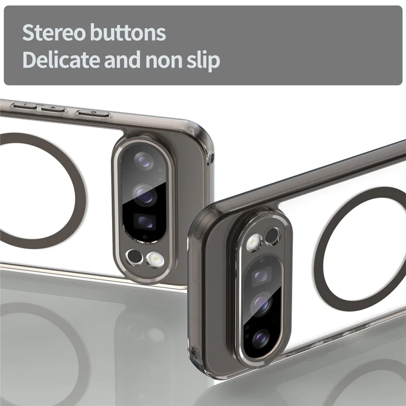 Чехол для Google Pixel 10 Pro, совместимый с MagSafe, прозрачный задний чехол из ударопрочного поликарбоната и ТПУ — прозрачный черный