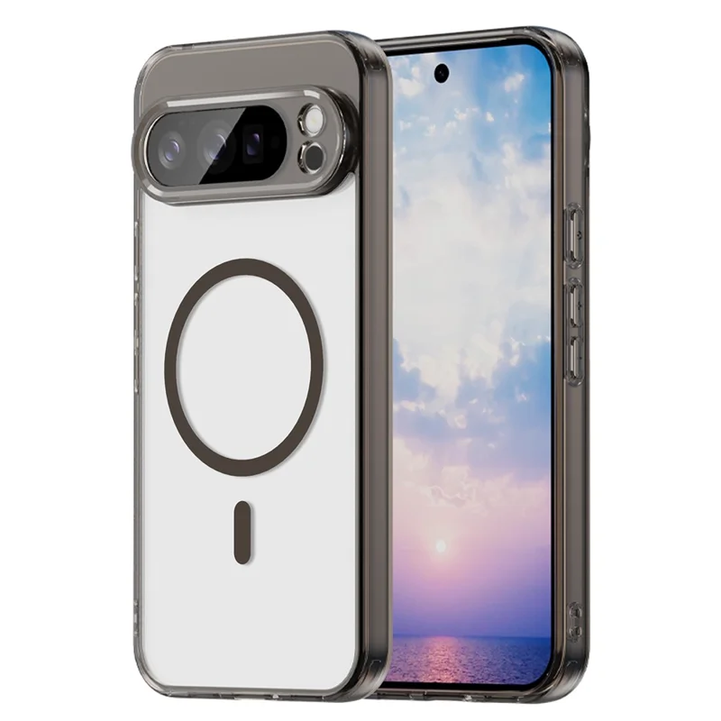 For Google Pixel 10 Pro XL Case Compatible with MagSafe Clear PC + TPU Shockproof Phone Back Cover - Transparent Black