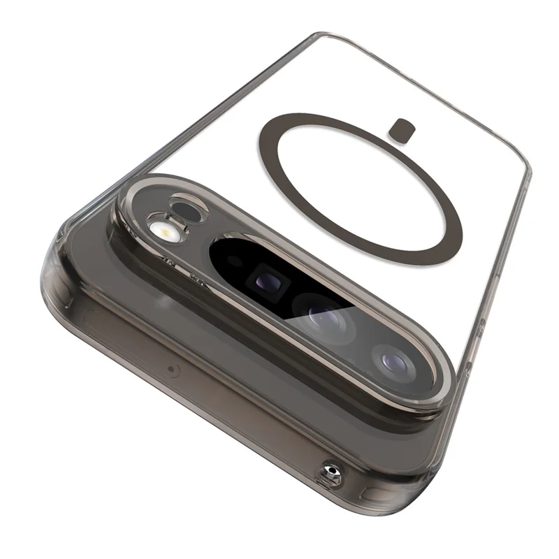 For Google Pixel 10 Pro XL Case Compatible with MagSafe Clear PC + TPU Shockproof Phone Back Cover - Transparent Black