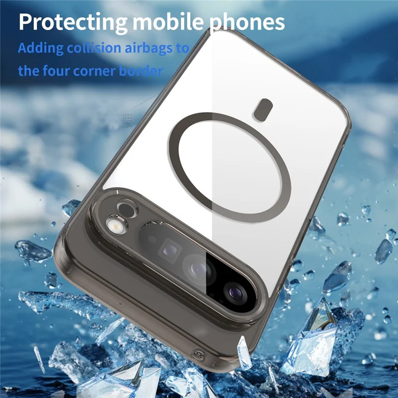 For Google Pixel 10 Pro XL Case Compatible with MagSafe Clear PC + TPU Shockproof Phone Back Cover - Transparent Black