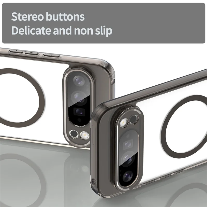 For Google Pixel 10 Pro XL Case Compatible with MagSafe Clear PC + TPU Shockproof Phone Back Cover - Transparent Black