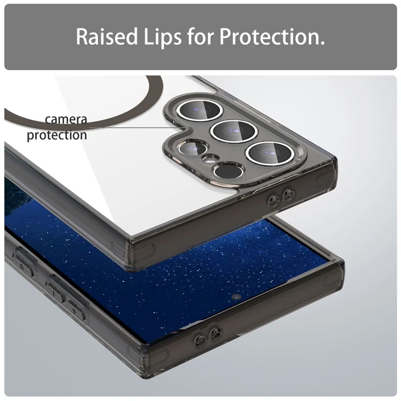 Til Samsung Galaxy S24 Ultra Case Kompatibel med MagSafe Gennemsigtig PC + TPU Stødfast Telefon Bagdækning - Gennemsigtig Sort