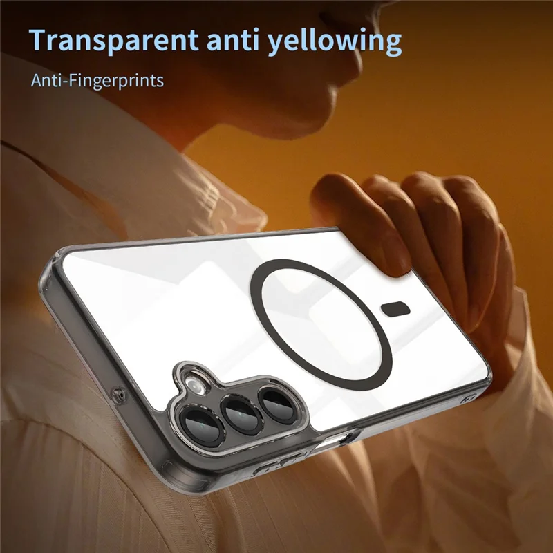 For Samsung Galaxy A16 5G  /  A16 4G Case Compatible with MagSafe Clear PC + TPU Shockproof Phone Back Cover - Transparent Black