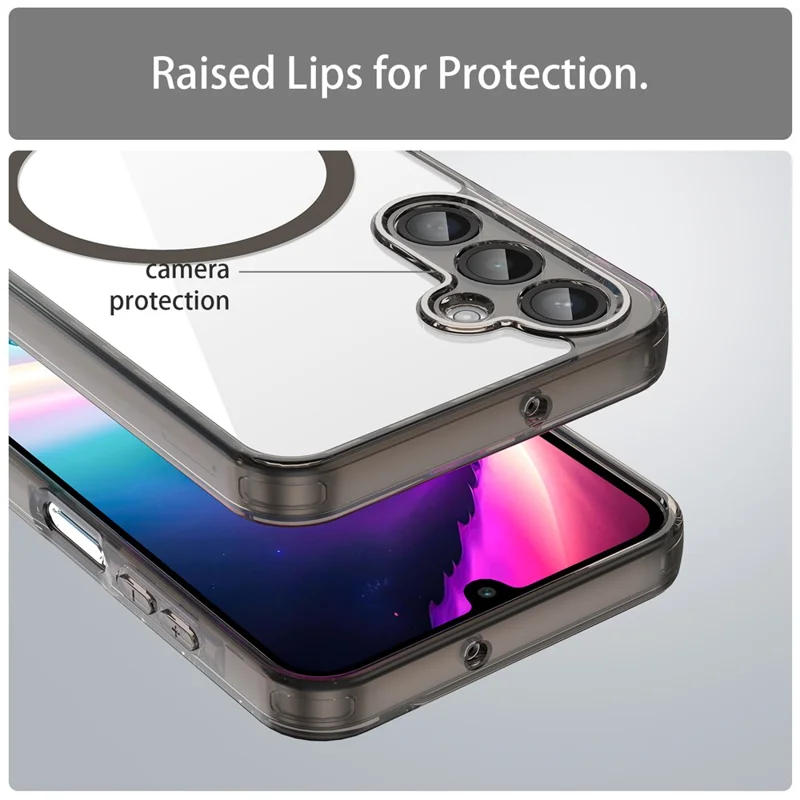 For Samsung Galaxy A16 5G  /  A16 4G Case Compatible with MagSafe Clear PC + TPU Shockproof Phone Back Cover - Transparent Black