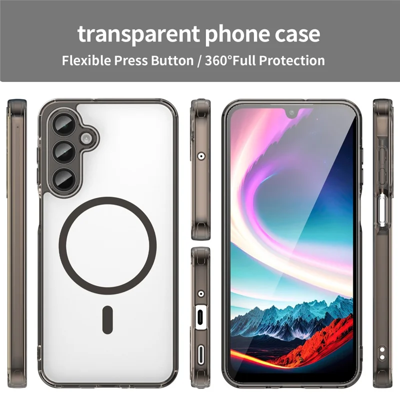 For Samsung Galaxy A16 5G  /  A16 4G Case Compatible with MagSafe Clear PC + TPU Shockproof Phone Back Cover - Transparent Black