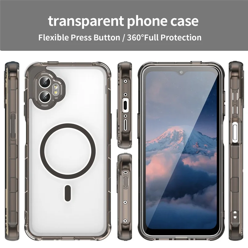 For Samsung Galaxy XCover7 Pro Case Compatible with MagSafe Clear PC + TPU Shockproof Phone Back Cover - Transparent Black