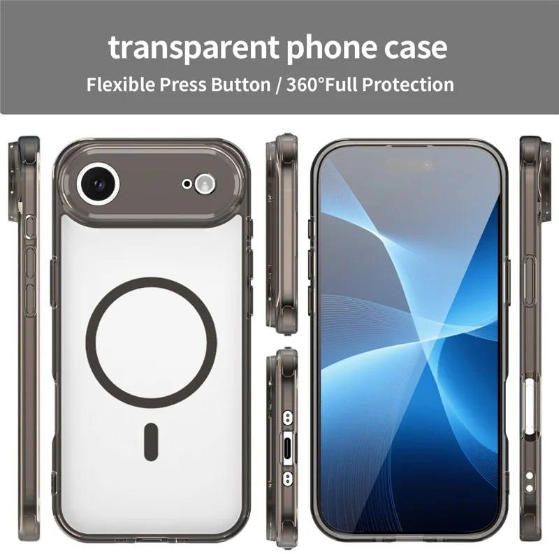 Cover per iPhone Air Compatibile con MagSafe Trasparente in PC + TPU Protezione Anticaduta - Nero Trasparente