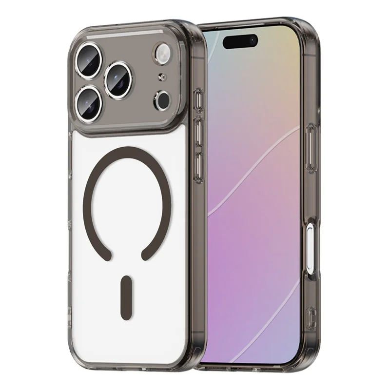 Coque pour iPhone 17 Pro compatible MagSafe, coque arrière transparente en PC + TPU antichoc - Noir transparent