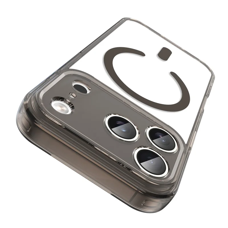 Coque pour iPhone 17 Pro compatible MagSafe, coque arrière transparente en PC + TPU antichoc - Noir transparent