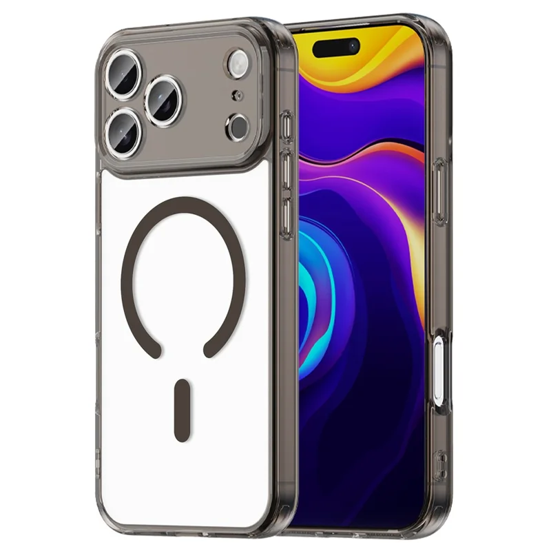 For iPhone 17 Pro Max Case Compatible with MagSafe Clear PC + TPU Shockproof Phone Back Cover - Transparent Black